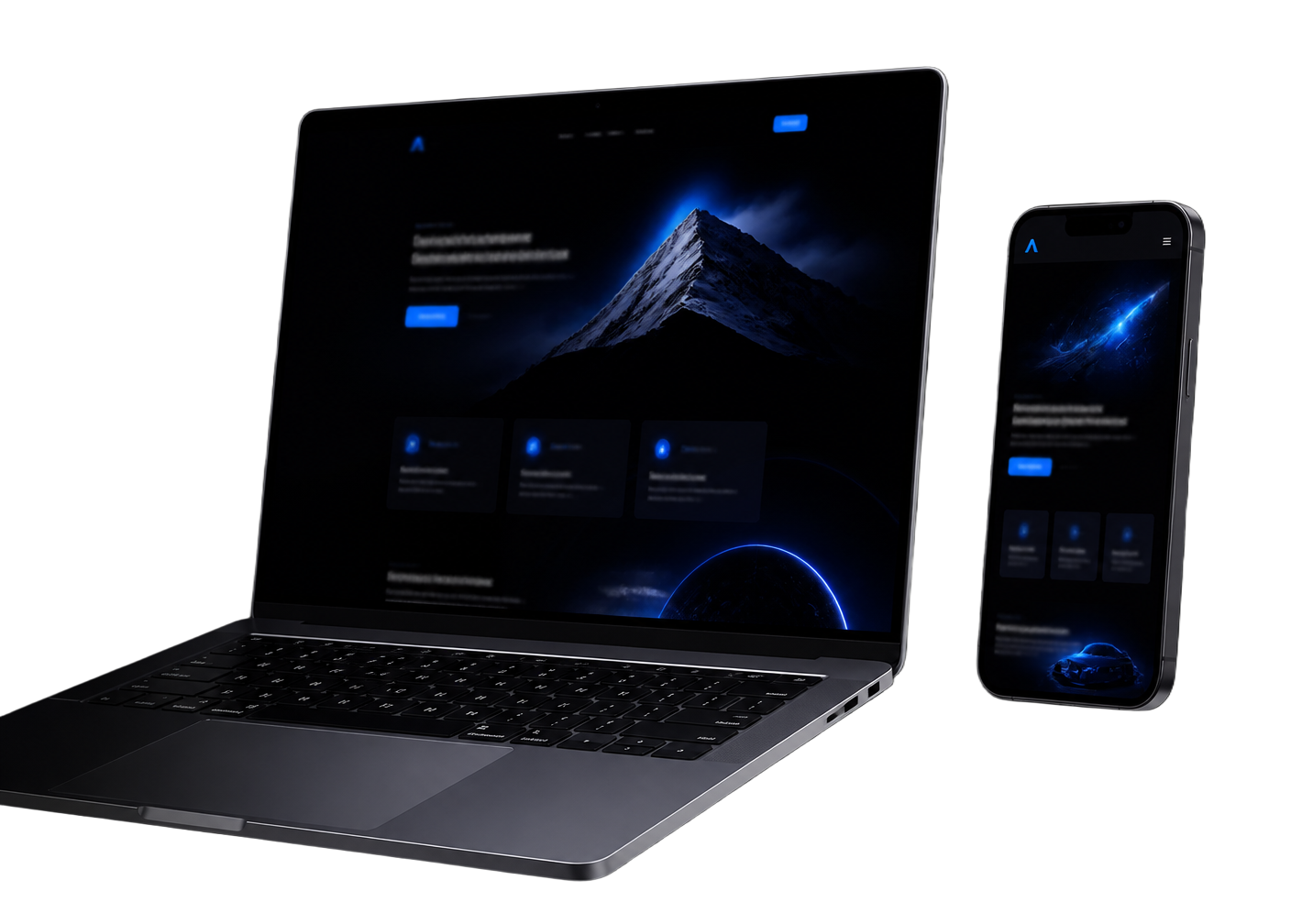 Moderne Website dargestellt auf Laptop und Smartphone